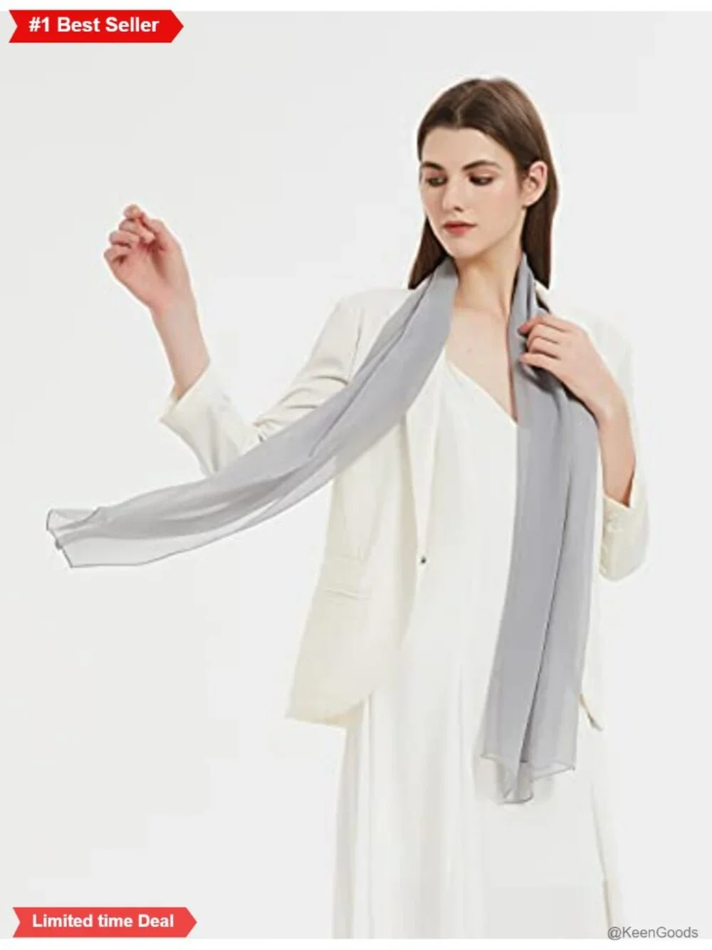Long Chiffon Sheer Scarf Silk Blend Women's Lightweight Wrap